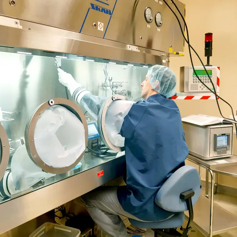 Person working in a cleanroom